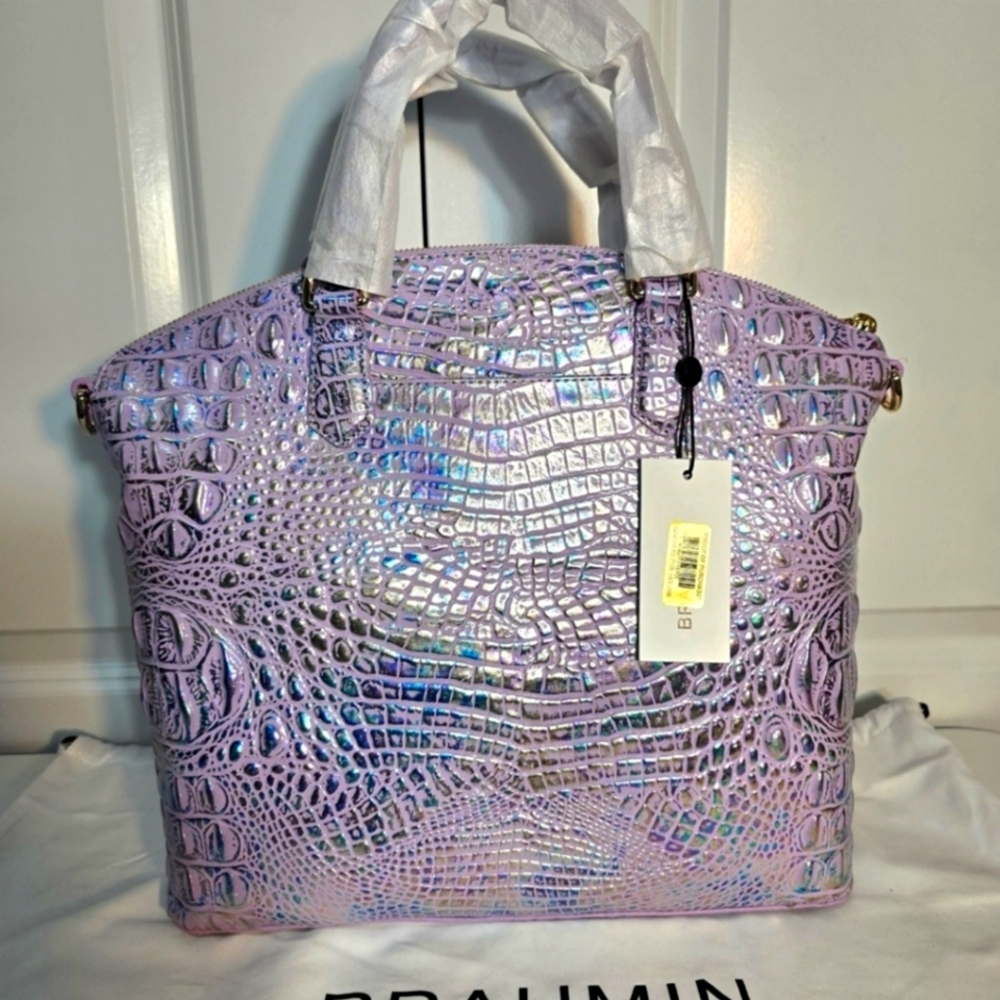Brahmin Violet Wonderland Melbourne Leather Large Duxbury Satchel Bag NWT